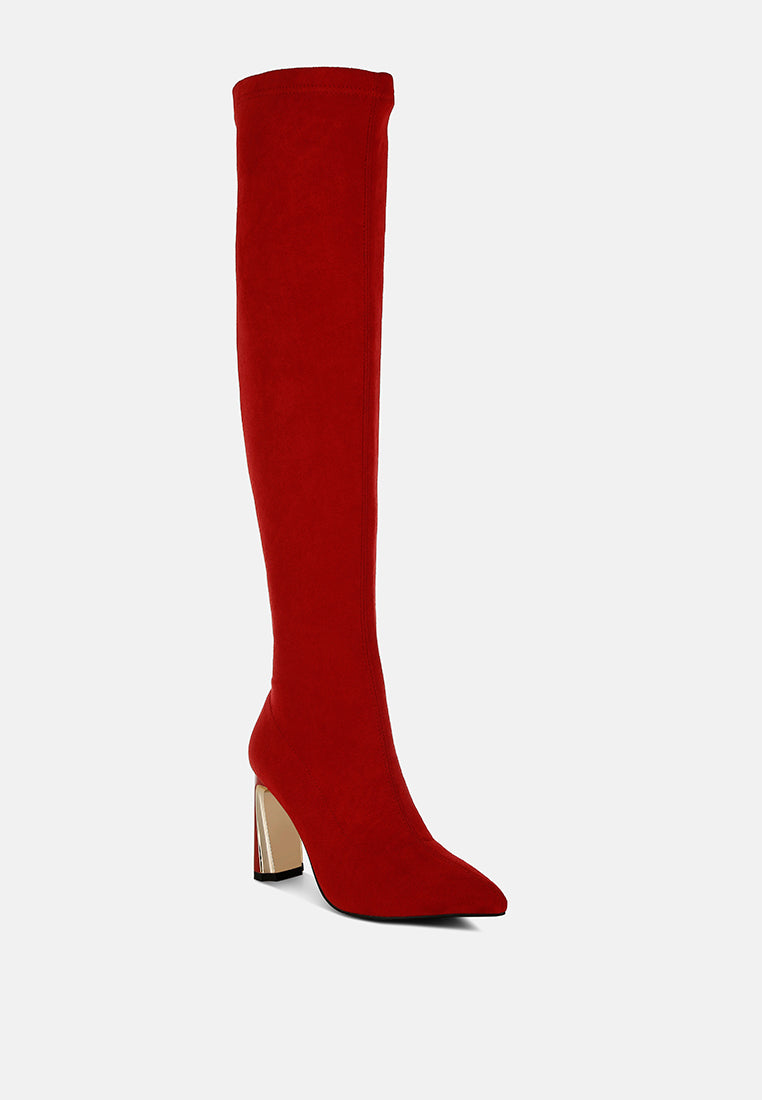 star gazer slim block heel long boots#color_red