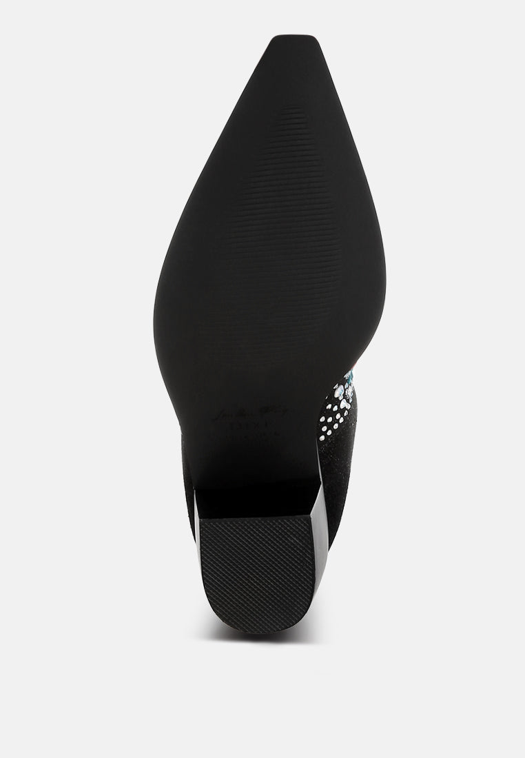 multi color stones embellished boots by ruw#color_black