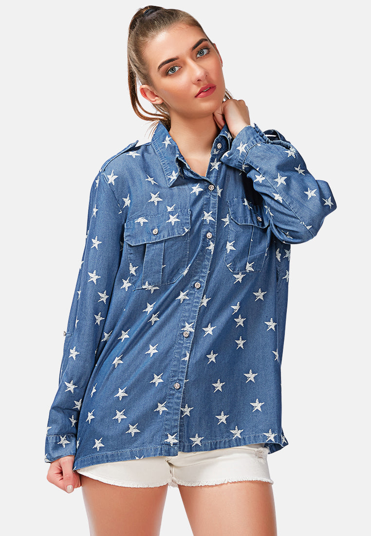 starry night denim shirt#color_blue