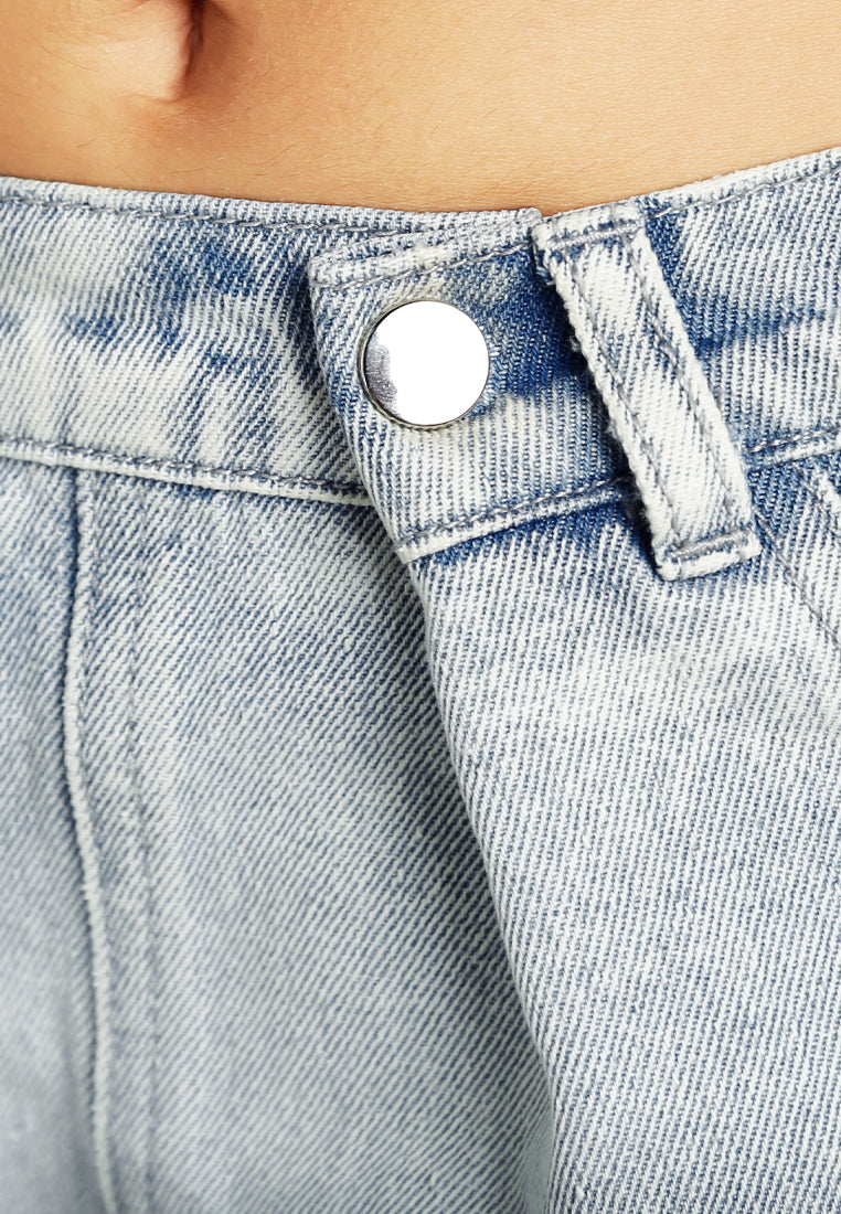 straight fit snap button jeans by ruw#color_light-blue