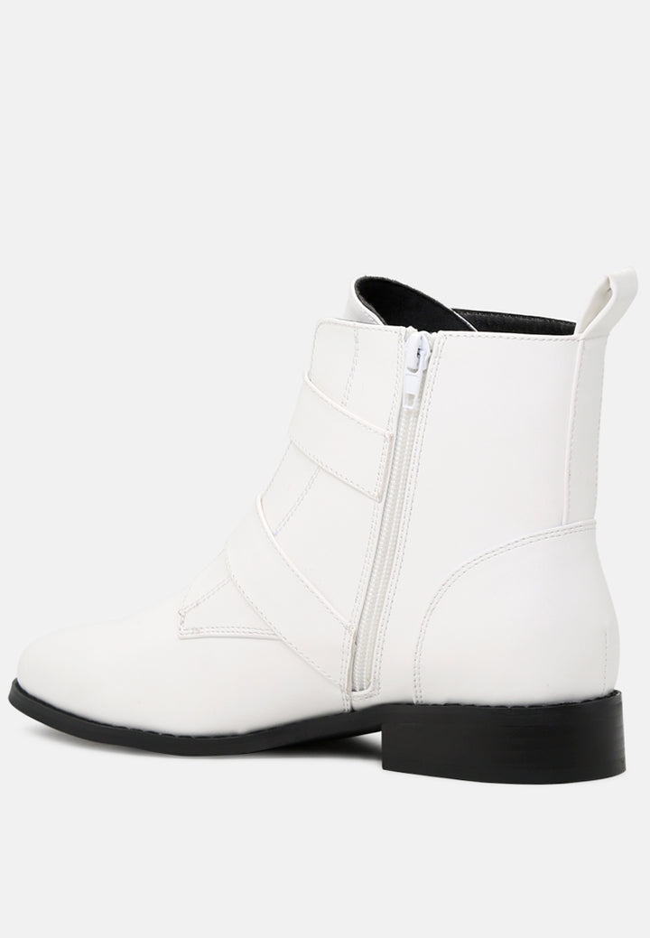 Strappy Wide Fit Ankle Boots With Buckles