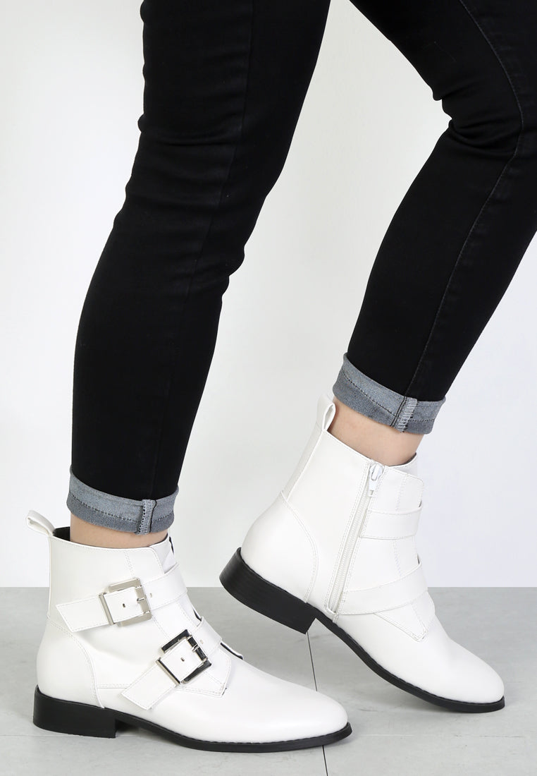 Strappy Wide Fit Ankle Boots With Buckles