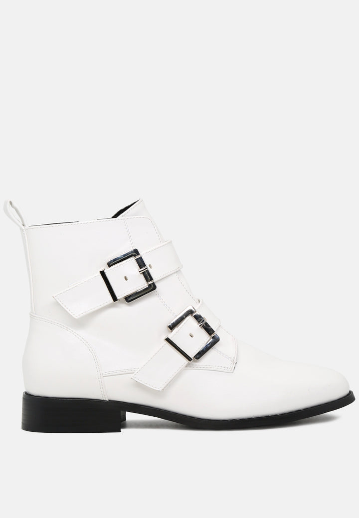 Strappy Wide Fit Ankle Boots With Buckles