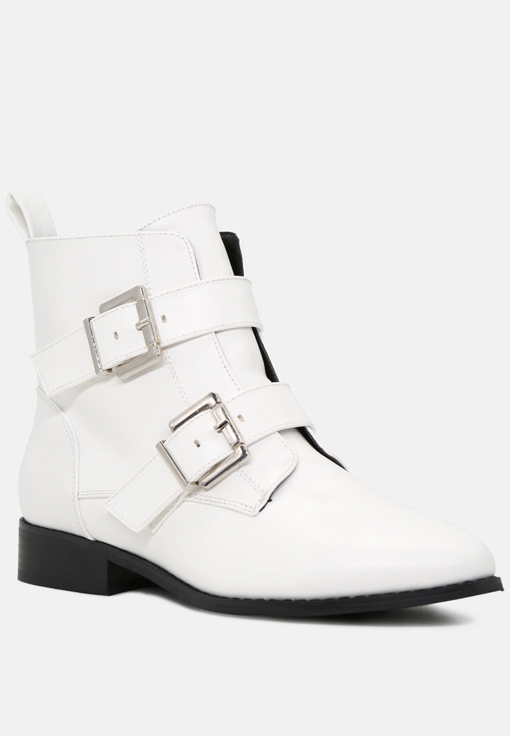 Strappy Wide Fit Ankle Boots With Buckles