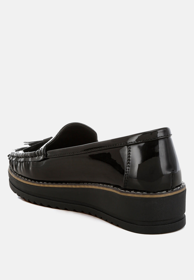 tassel detail flatform loafers by ruw#color_black