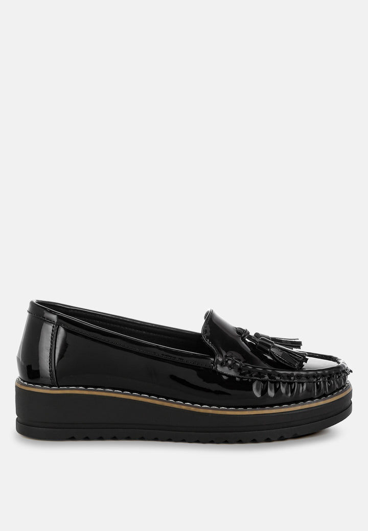 tassel detail flatform loafers by mode#color_black