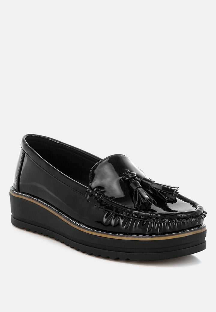 tassel detail flatform loafers by mode#color_black
