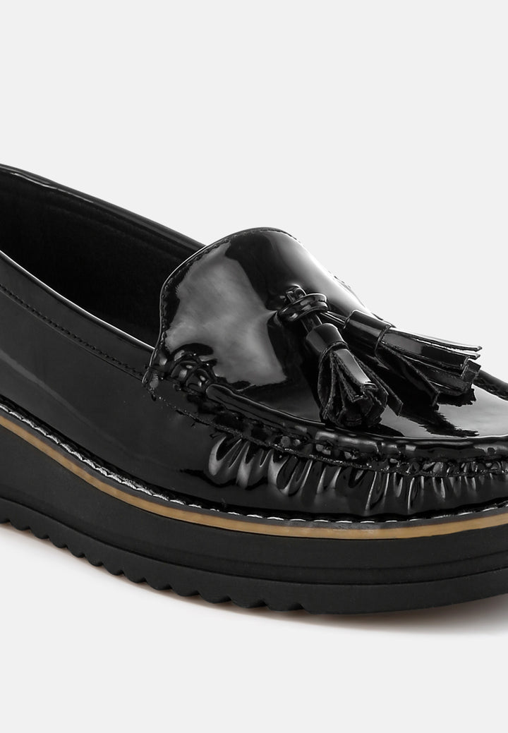 tassel detail flatform loafers by mode#color_black
