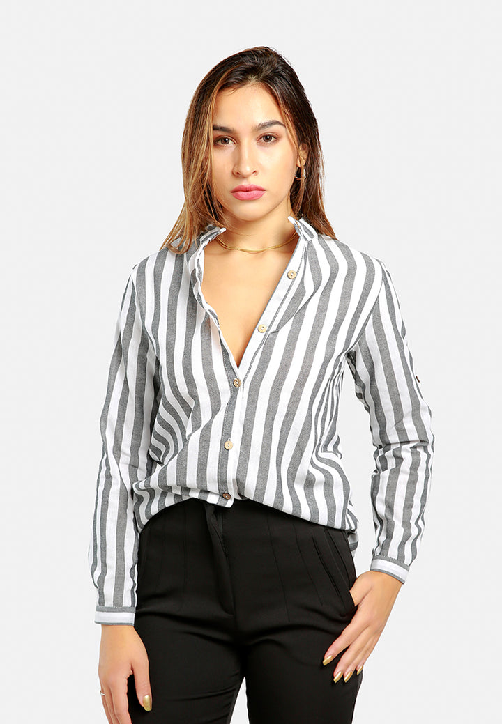 striped long sleeve shirt#color_black