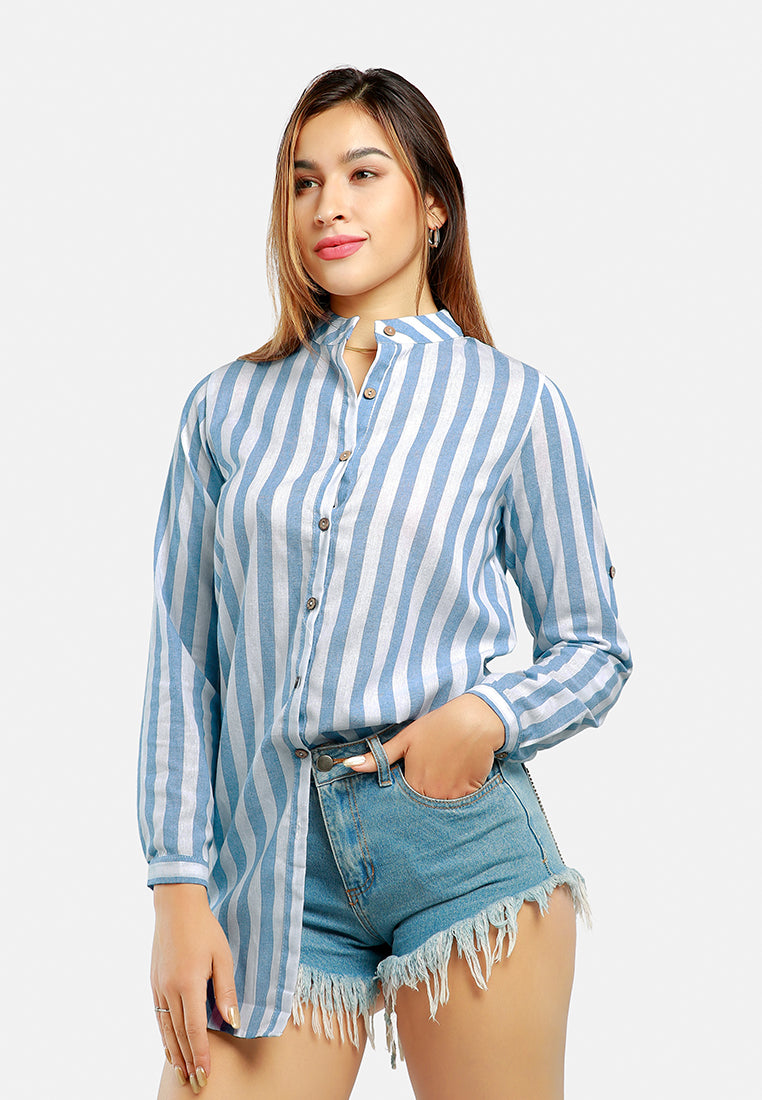 striped long sleeve shirt#color_aqua-blue