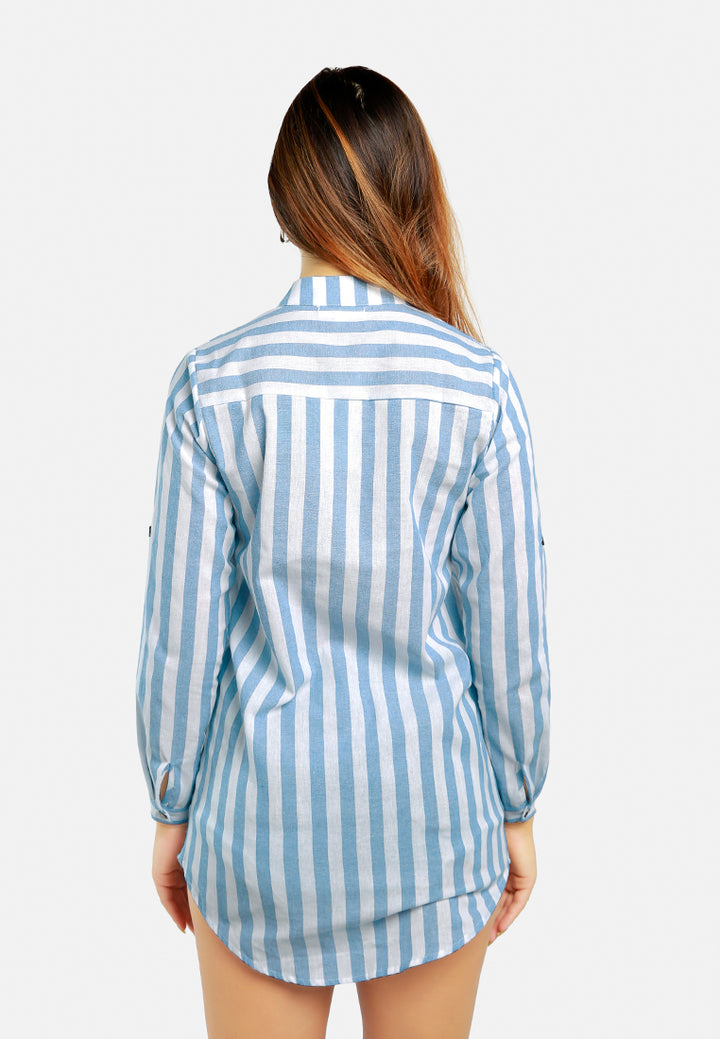 striped long sleeve shirt#color_aqua-blue