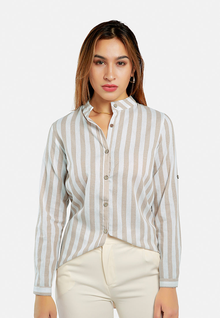 striped long sleeve shirt#color_beige