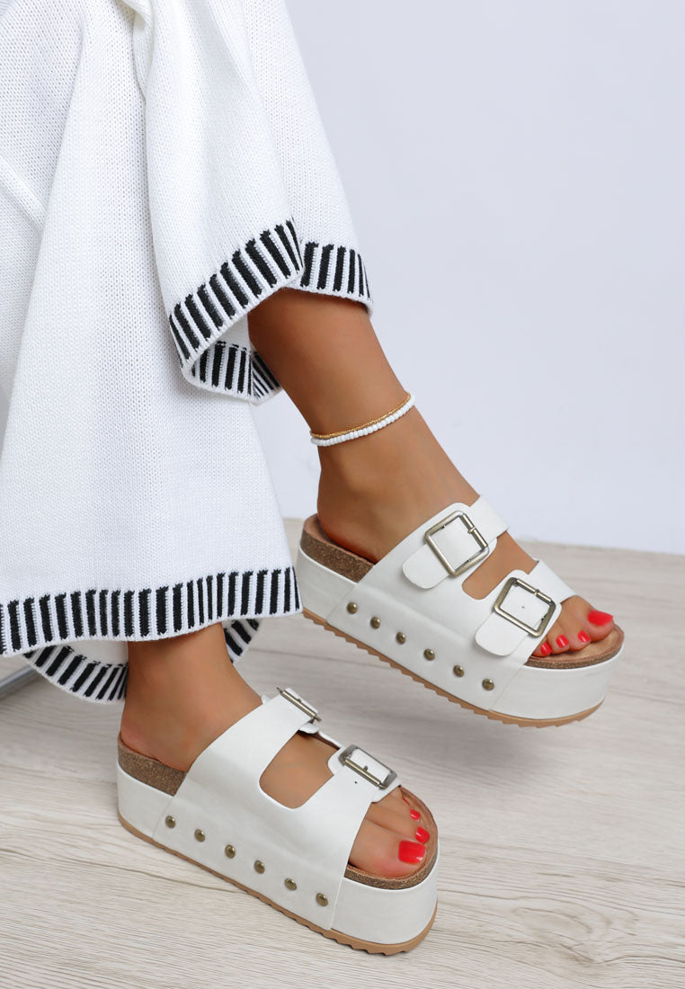 studded faux leather slip ons by mode#color_off-white