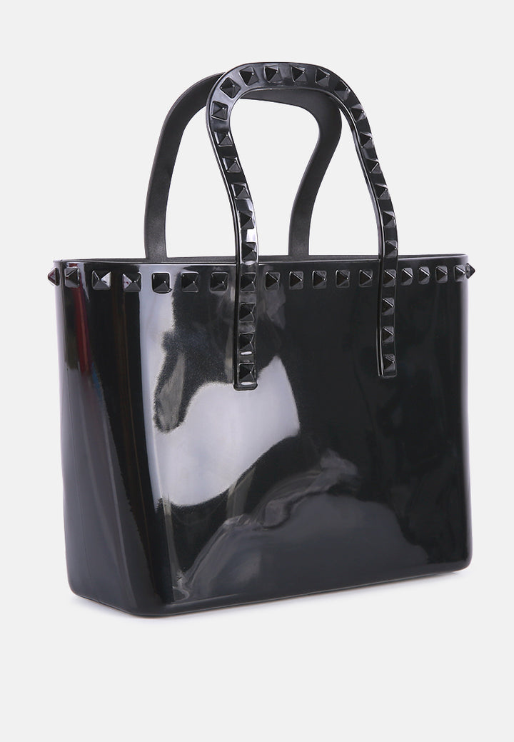 studded jelly candy tote#color_black