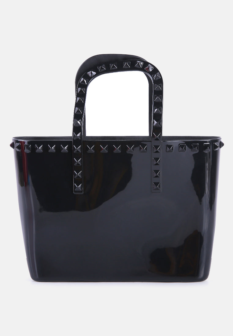 studded jelly candy tote#color_black