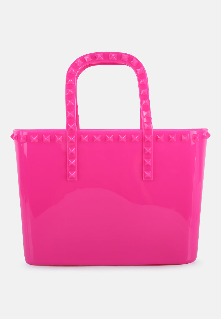 studded jelly candy tote#color_fuchsia