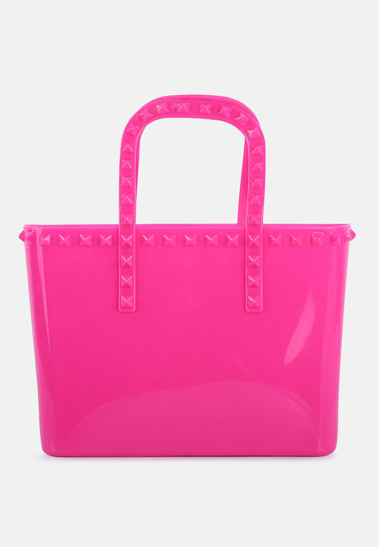 studded jelly candy tote#color_fuchsia