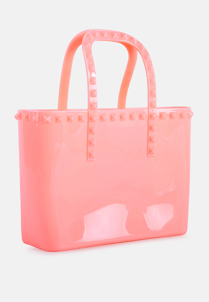 studded jelly candy tote#color_pink