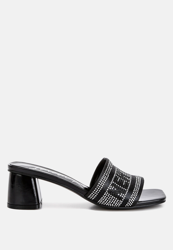 diamante embellished new york sandals by ruw color_black
