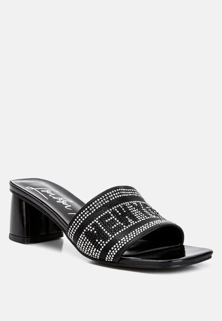 diamante embellished new york sandals by ruw color_black