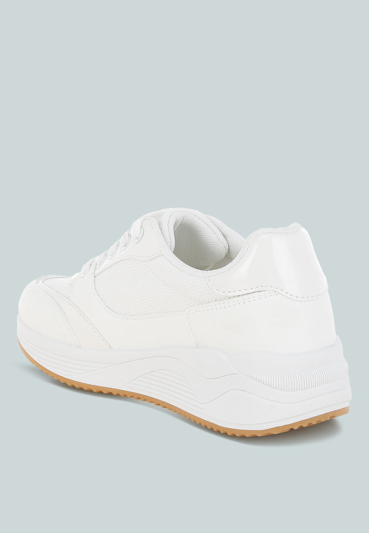 subasa chunky mesh lace up sneakers#color_white