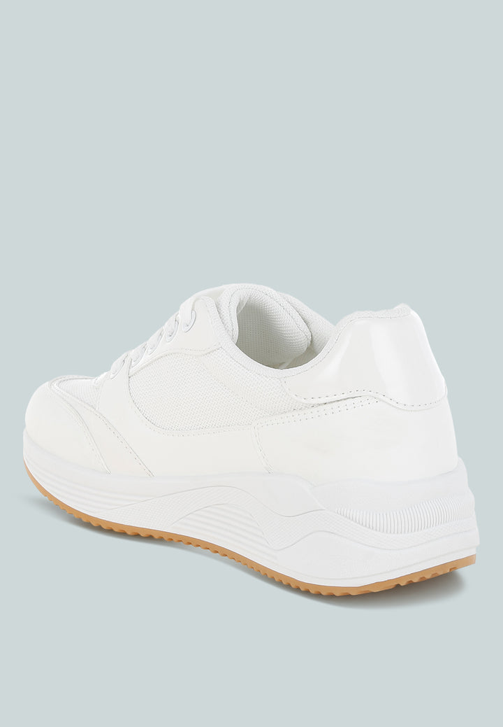 subasa chunky mesh lace up sneakers#color_white