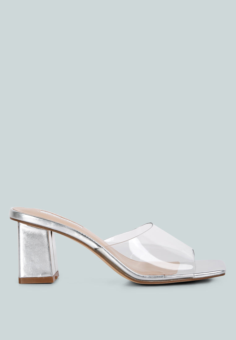 sun drop clear strap block heeled sandals#color_silver