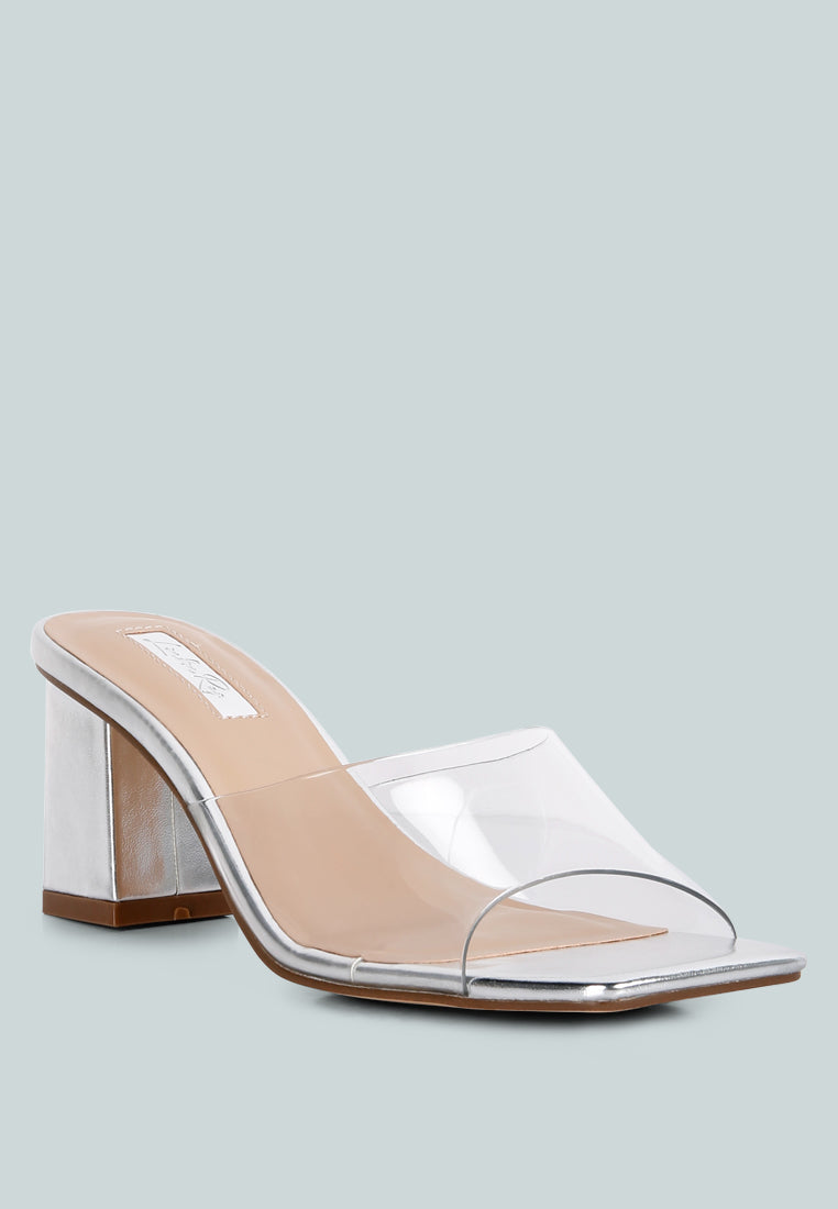 sun drop clear strap block heeled sandals#color_silver