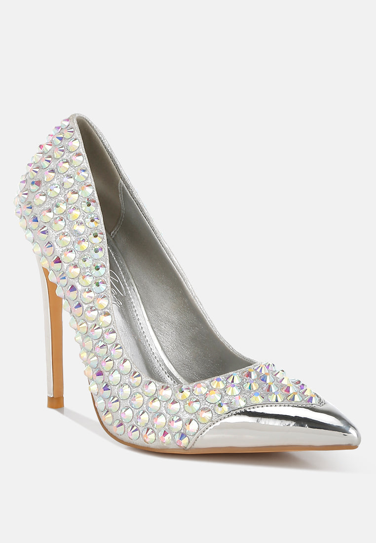 diamante embellished stiletto pumps by ruw#color_silver