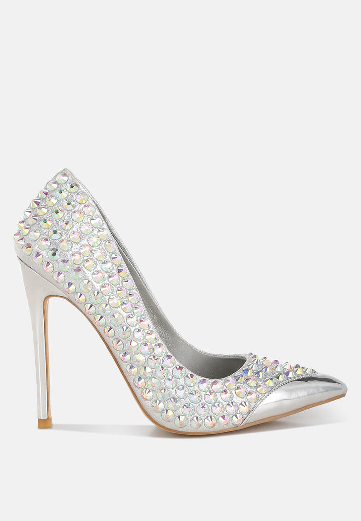 diamante embellished stiletto pumps by ruw#color_silver