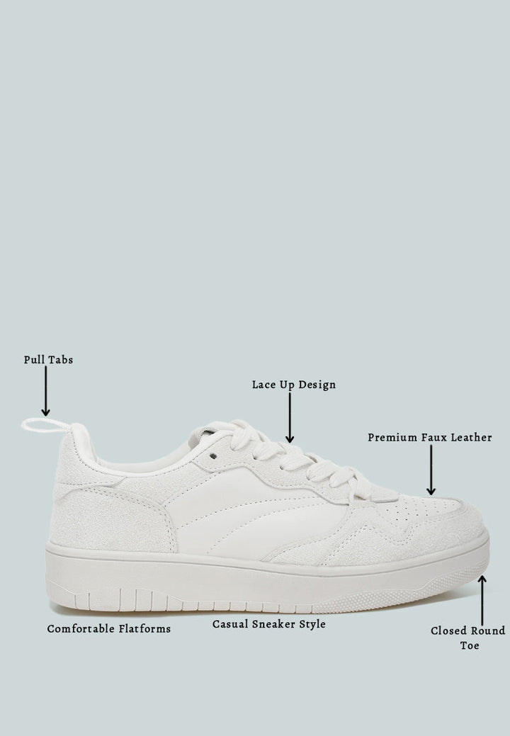 faux leather casual sneakers by rag#color_white