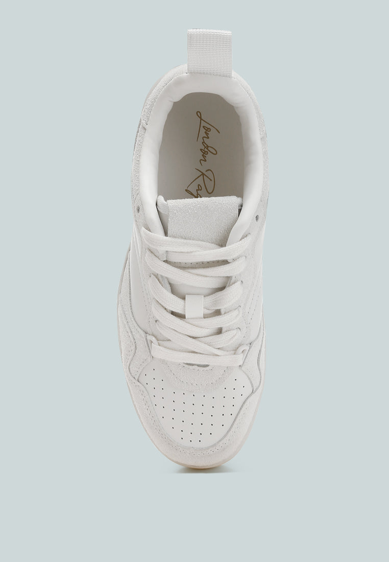 faux leather casual sneakers by rag#color_white