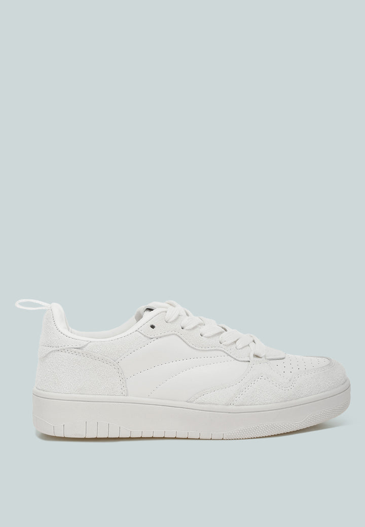 faux leather casual sneakers by ruw#color_white