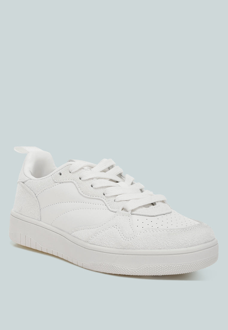 faux leather casual sneakers by rag#color_white