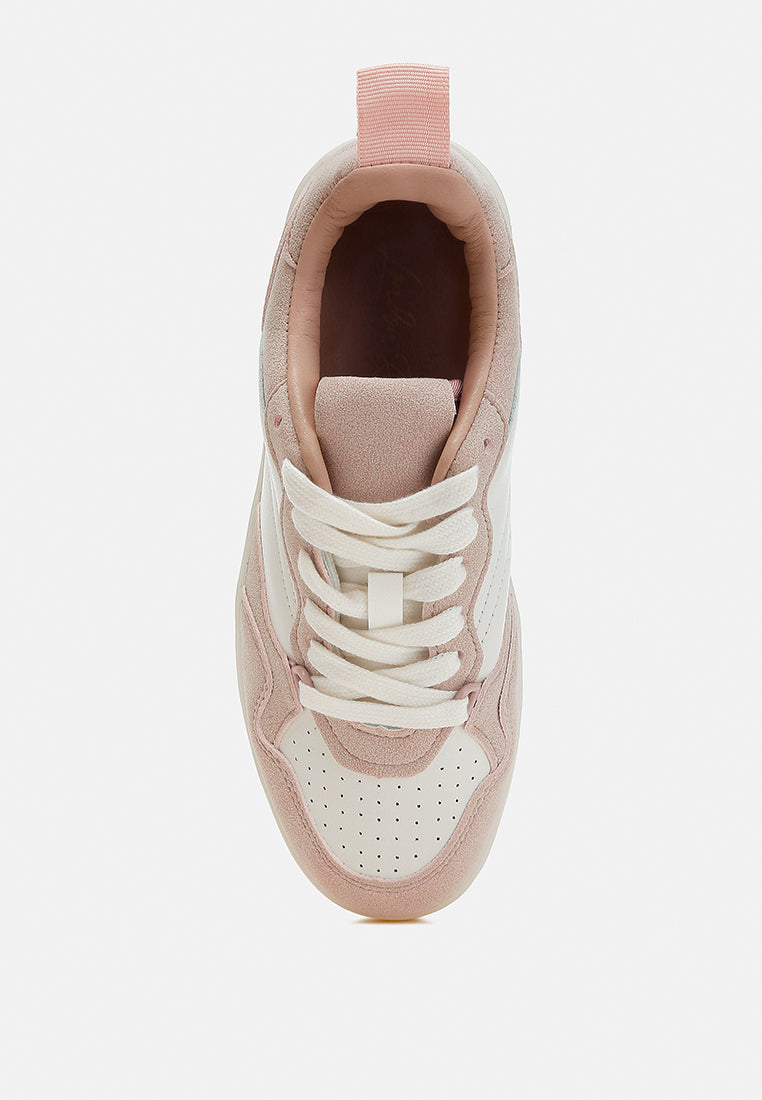 faux leather casual sneakers by ruw#color_pink