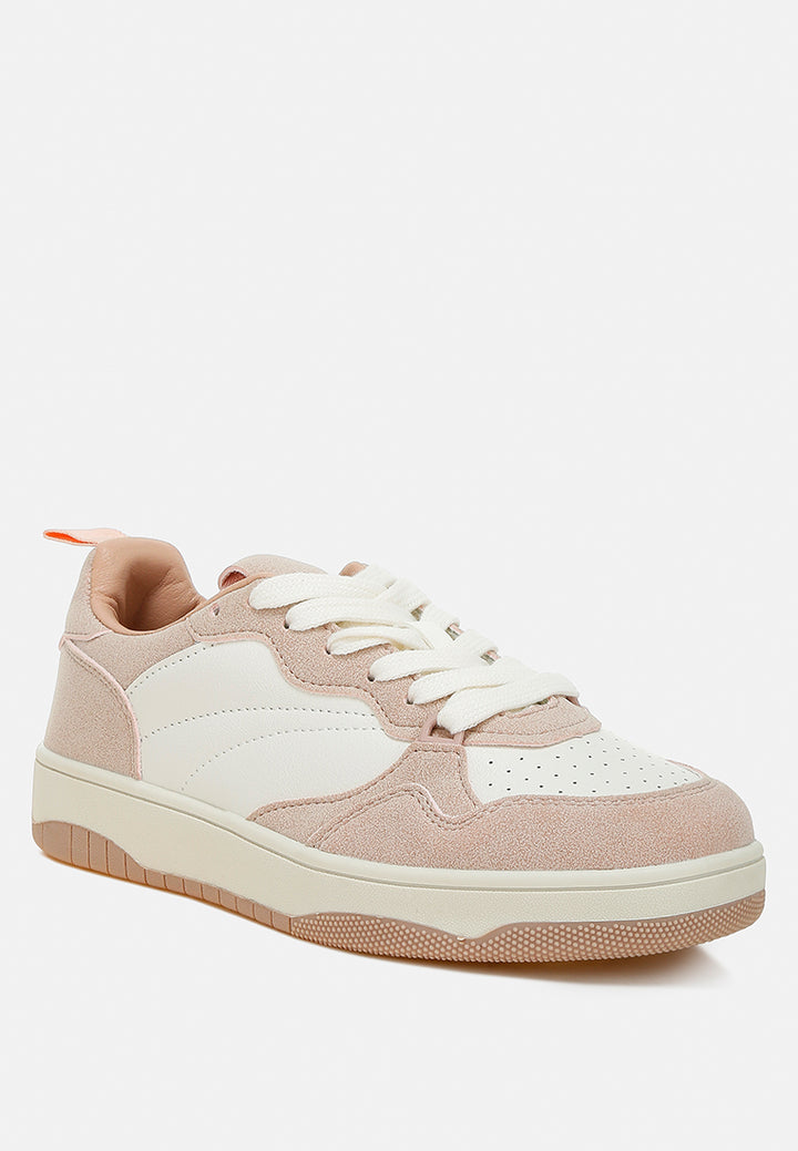 faux leather casual sneakers by ruw#color_pink