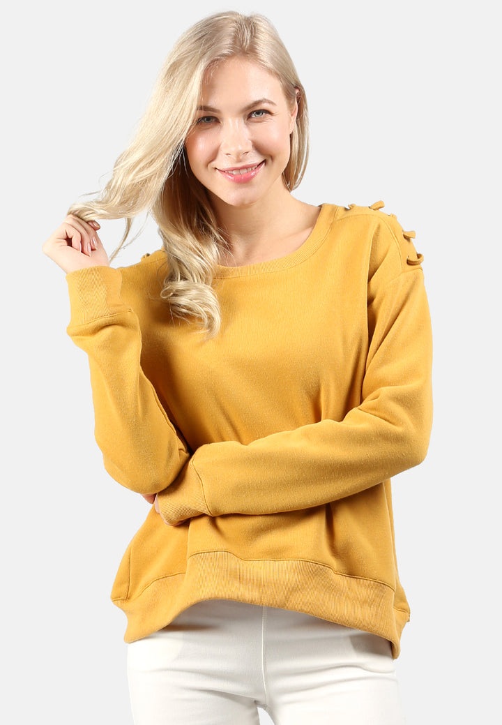 sweatshirt with shoulder lace loop#color_mustard