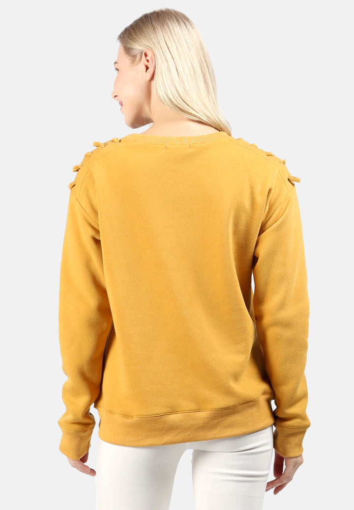 sweatshirt with shoulder lace loop#color_mustard