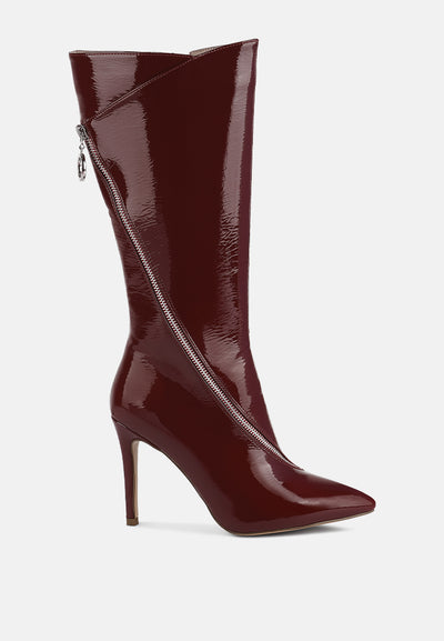 tsaroh zip around calf boot#color_burgundy