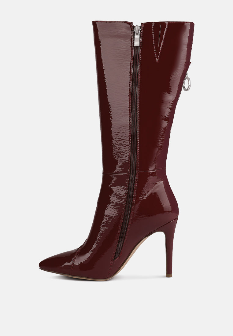 tsaroh zip around calf boot#color_burgundy