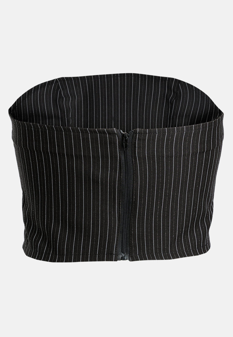 tailored glitter pinstripe bandeau top by ruw#color_black