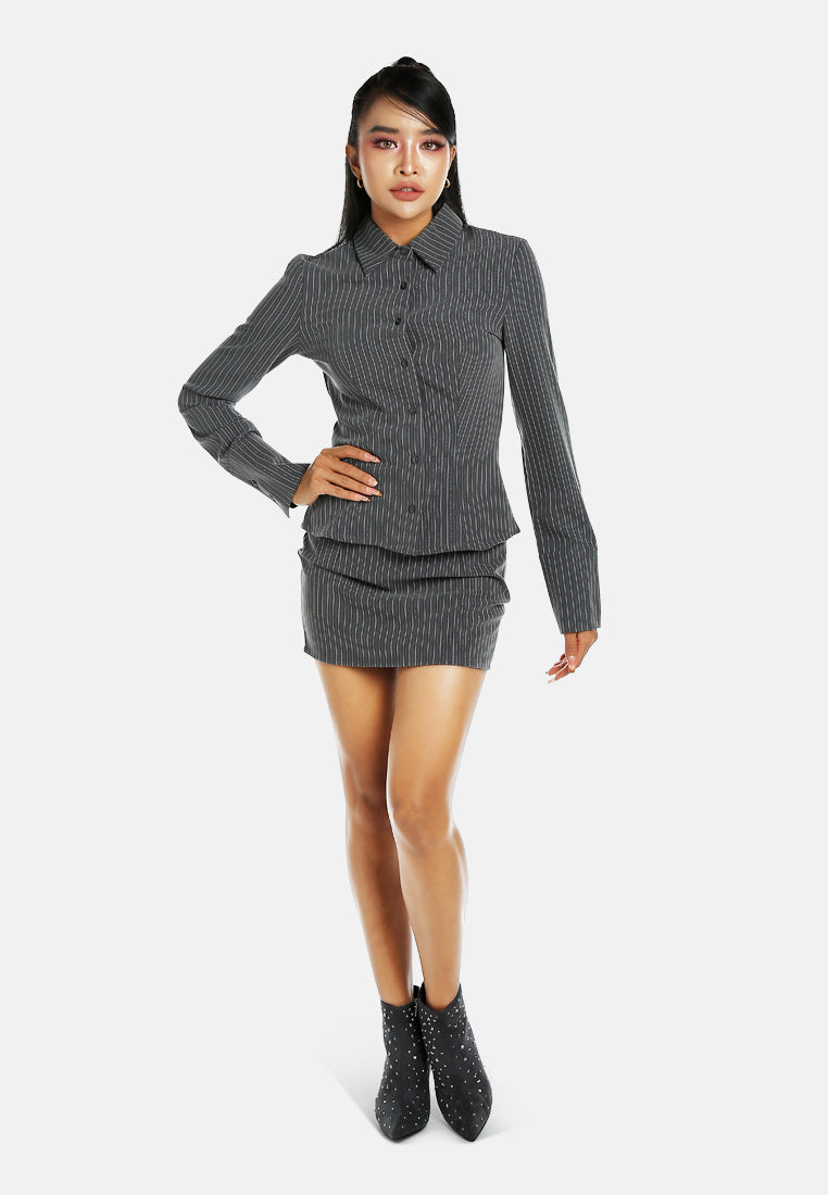 tailored glitter pinstripe micro-mini skirt by ruw#color_black