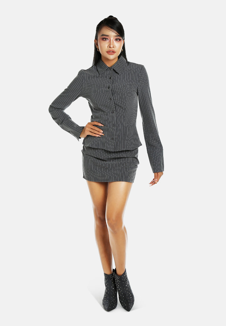 tailored glitter pinstripe micro-mini skirt by ruw#color_black