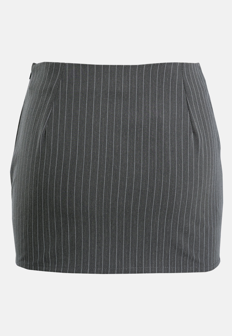 tailored glitter pinstripe micro-mini skirt by ruw#color_black