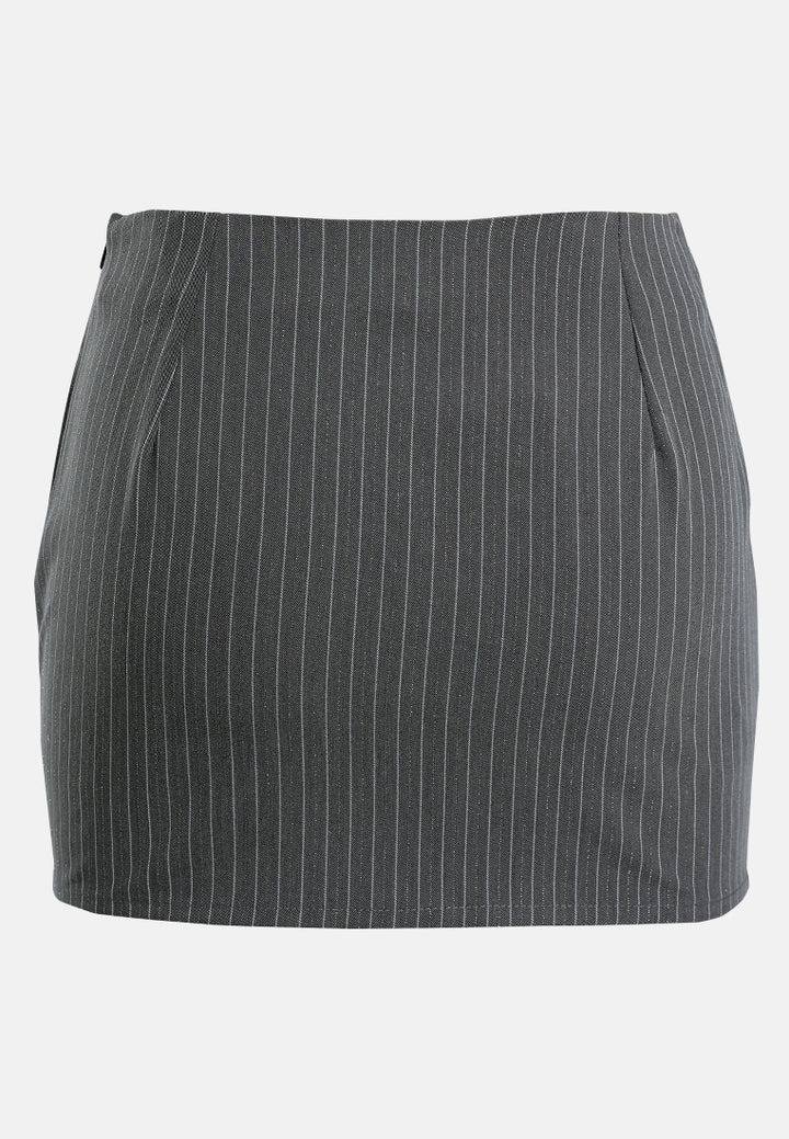 tailored glitter pinstripe micro-mini skirt by ruw#color_black