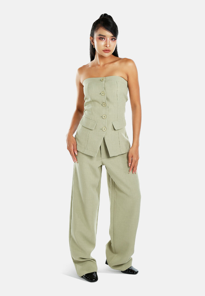 tailored woven button-down corset top#color_sage