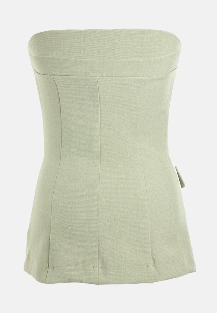 tailored woven button-down corset top#color_sage