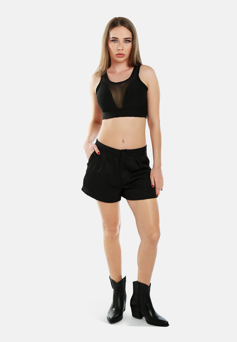 tailored woven shorts by ruw#color_black