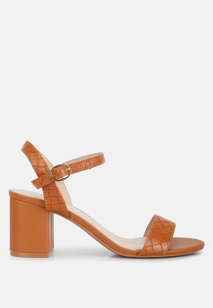poiret woven strap block heel sandals#color_tan