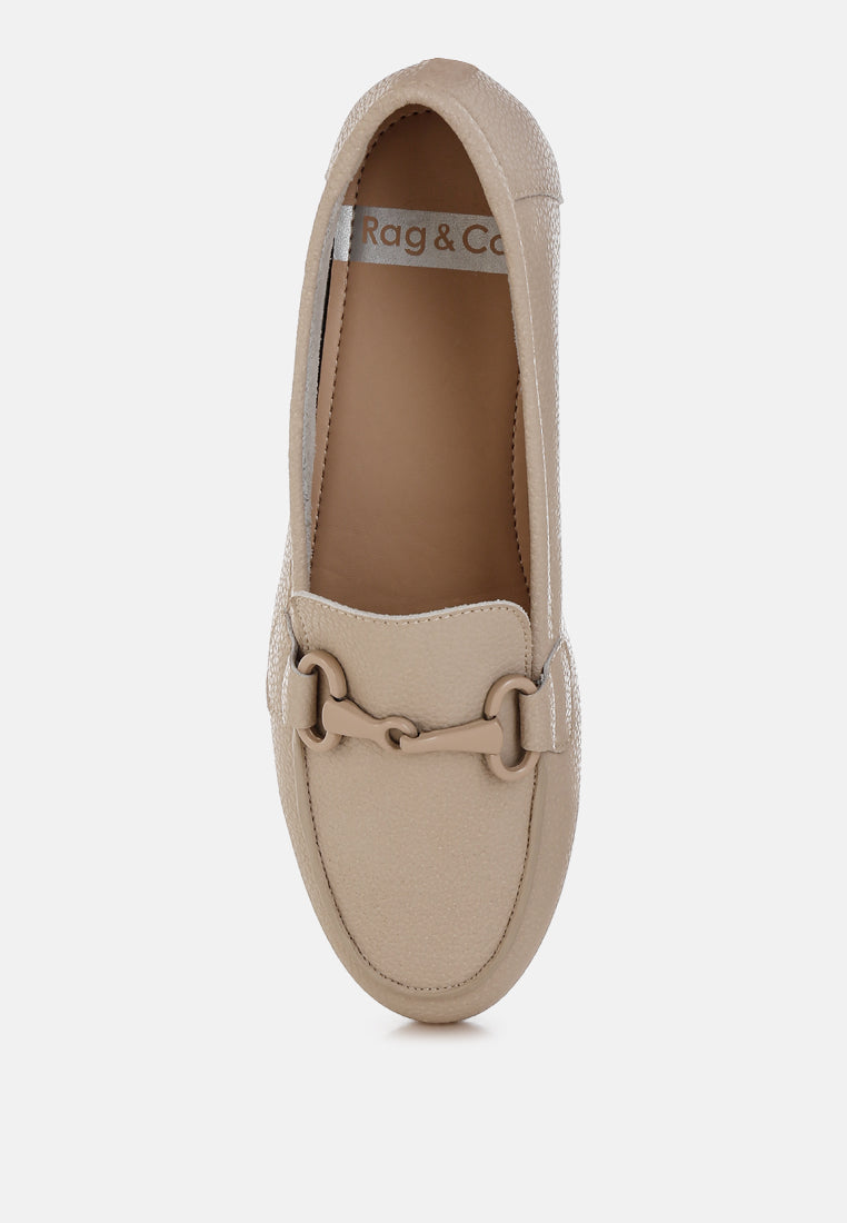 Mocasines taranis monocromáticos horsebit de piel auténtica#color_beige